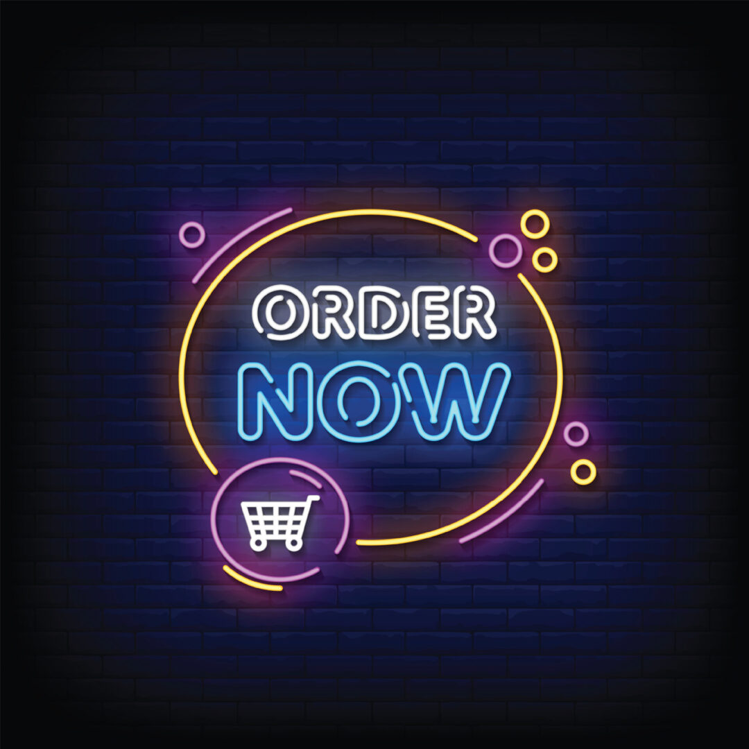 Order Now Neon Signboard On Brick Wall